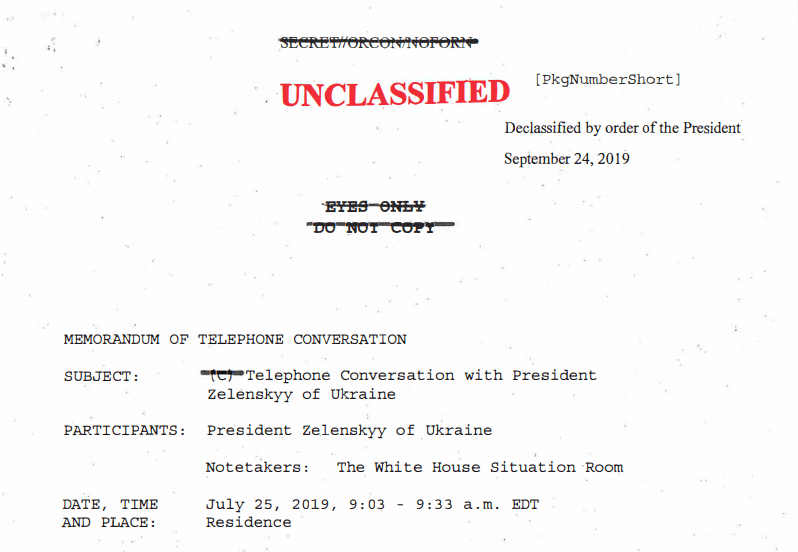 Администрация Трампа опубликовала 5 страниц стенограммы разговора Зеленского с Трампом