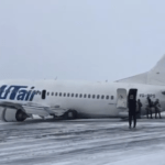 Кадры жёсткой посадки Boeing-737 авиакомпании Utair в Коми